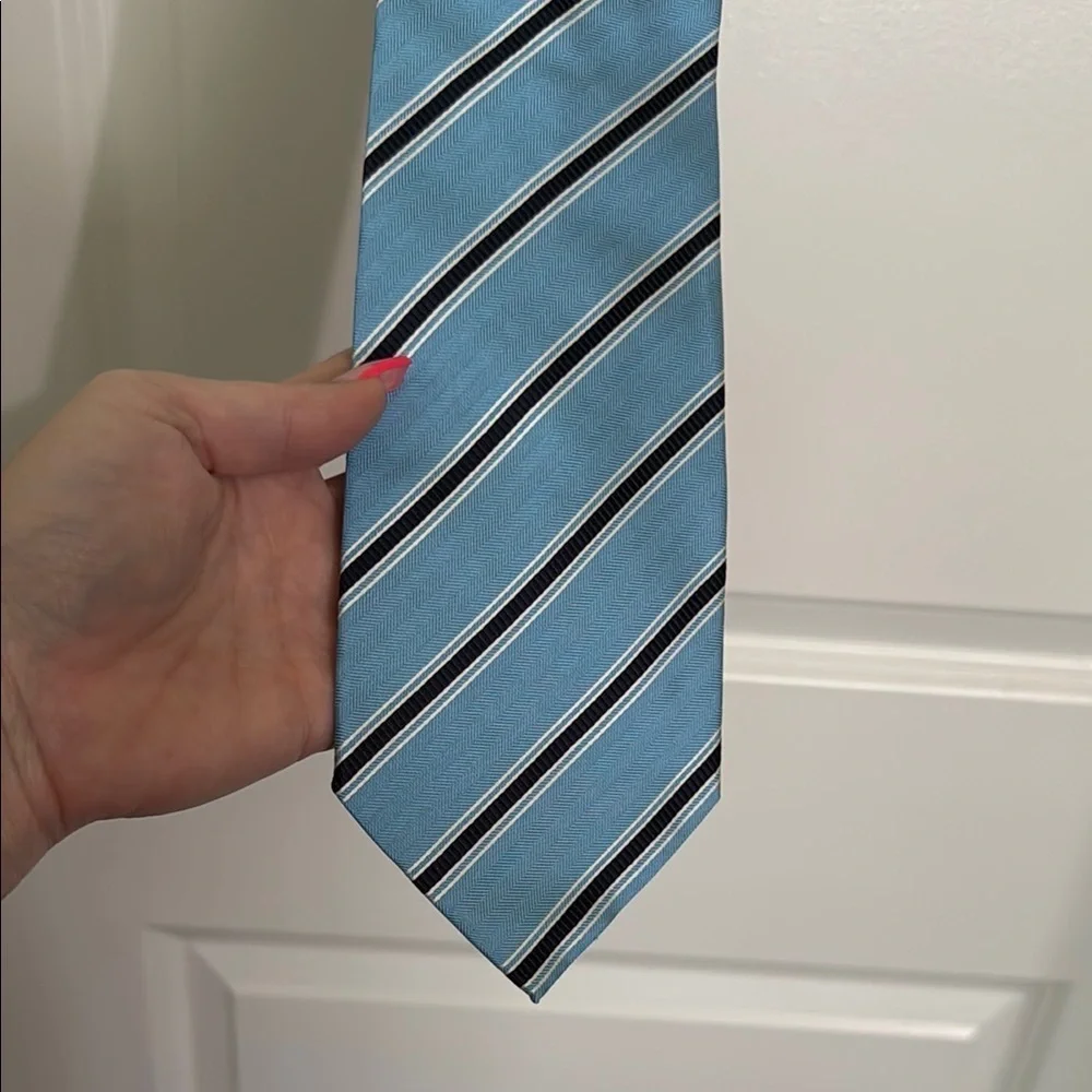 Banana Republic Blue and Black Striped Silk Tie